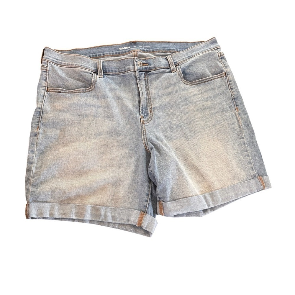 Old Navy Mid Rise Denim Jean Shorts Rolled Cuff Size 16